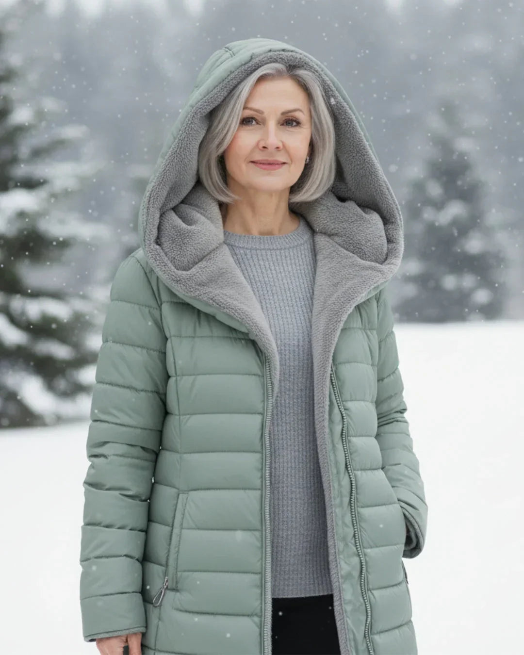 Womens quilted hooded puffer coat, view 3