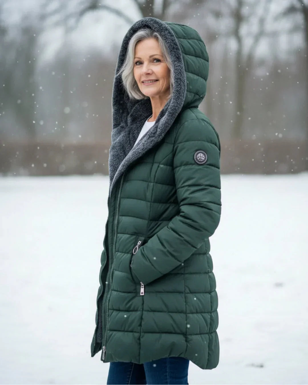 Womens quilted hooded puffer coat, view 1