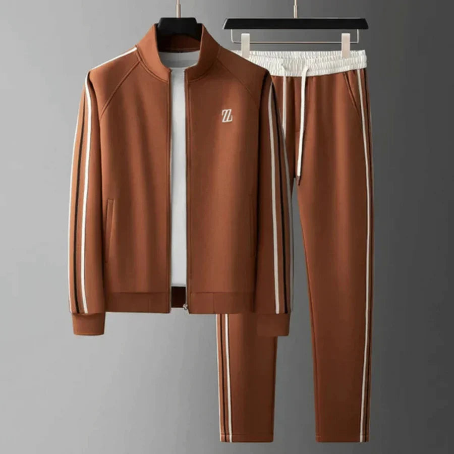 Oscar mens zip tracksuit with stripes