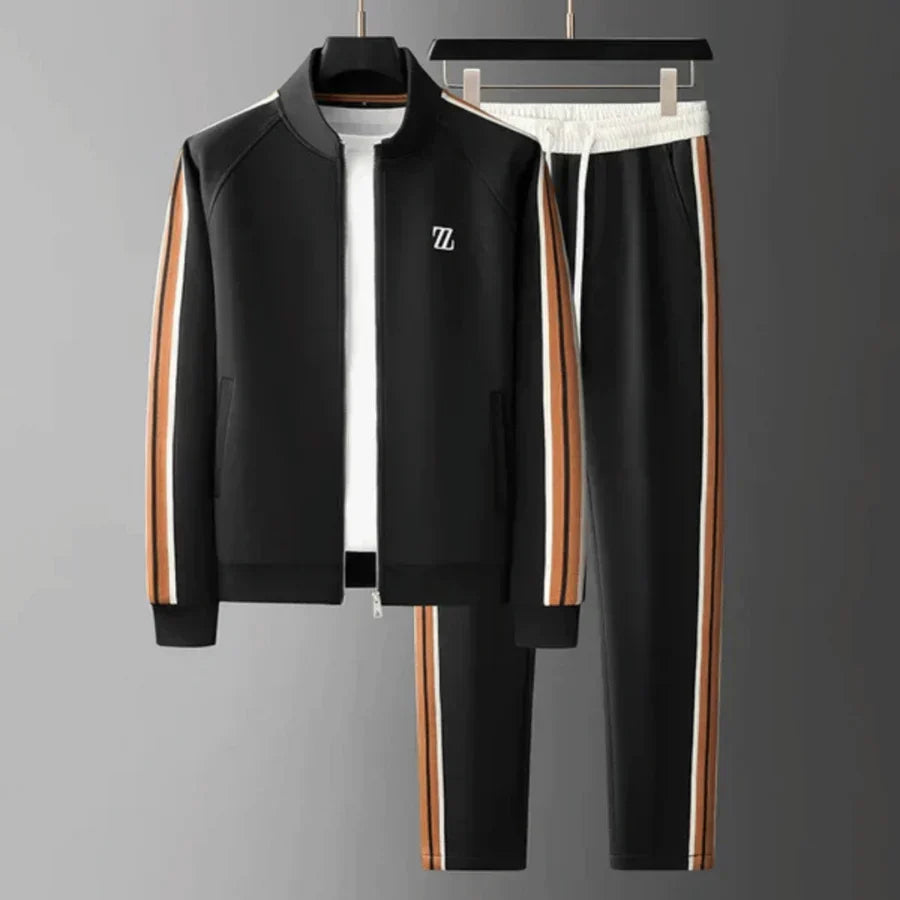 Oscar mens zip tracksuit with stripes