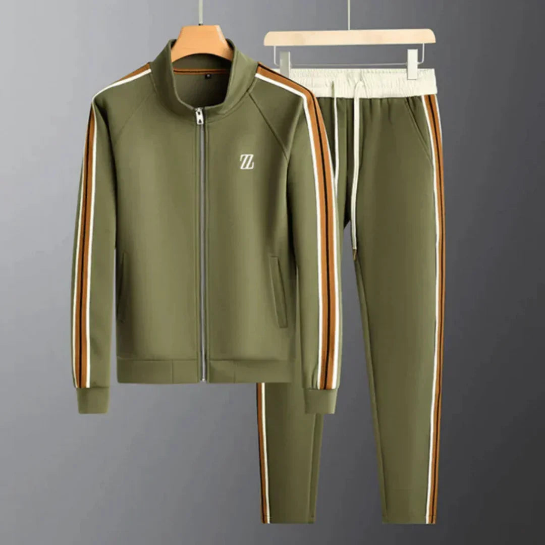 Oscar mens zip tracksuit with stripes