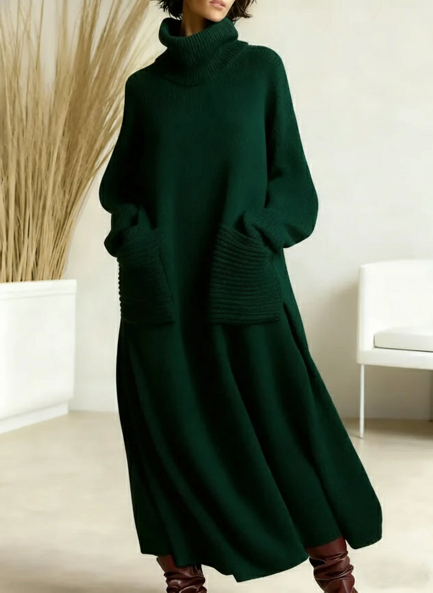 Ivy | Knit Dress Turtleneck Long Sleeve Midi