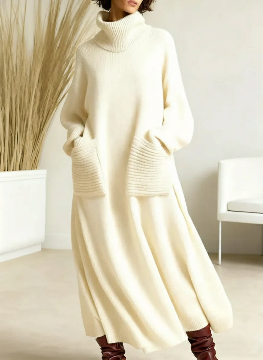 Ivy womens knit turtleneck midi dress