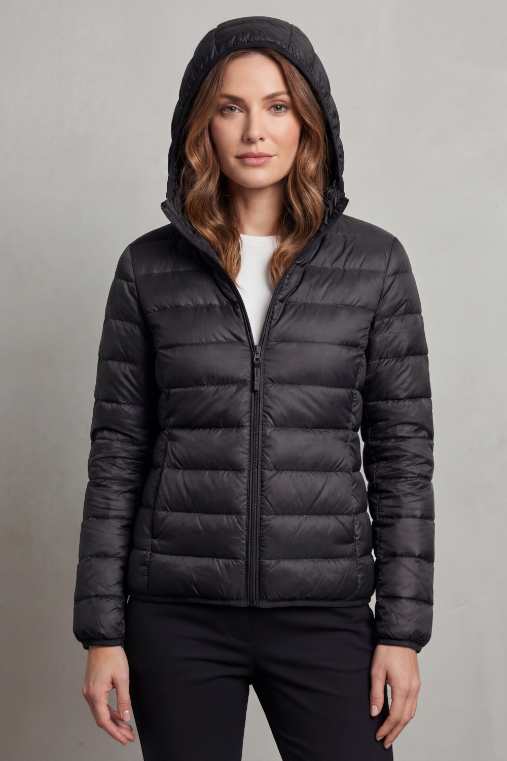 Pippa | Quilted Hooded Puffer Jacket Fitted Zip