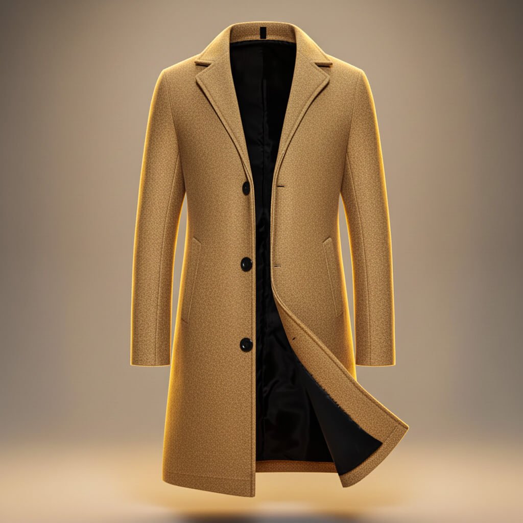 Ollie mens wool blend long overcoat