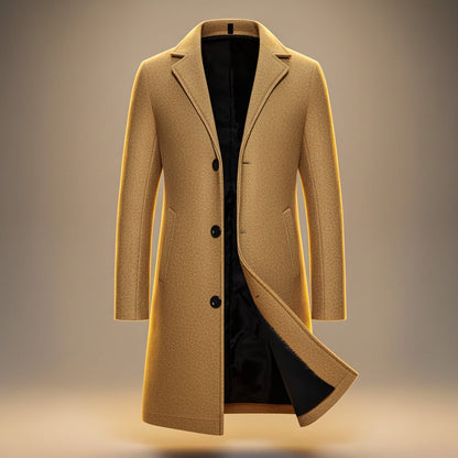 Ollie mens wool blend long overcoat