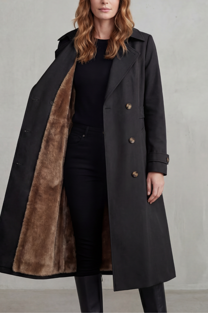 Georgia | Double Breasted Fur Lined Trench Coat