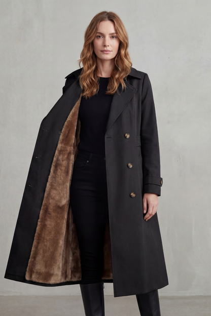 Georgia | Double Breasted Fur Lined Trench Coat