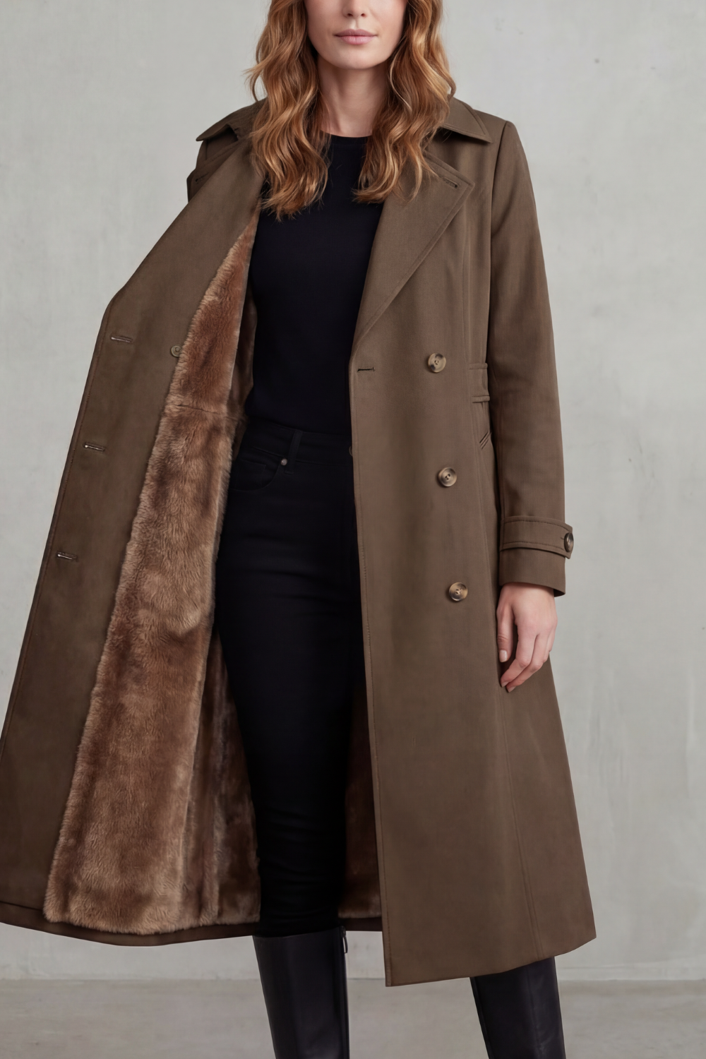 Georgia | Double Breasted Fur Lined Trench Coat