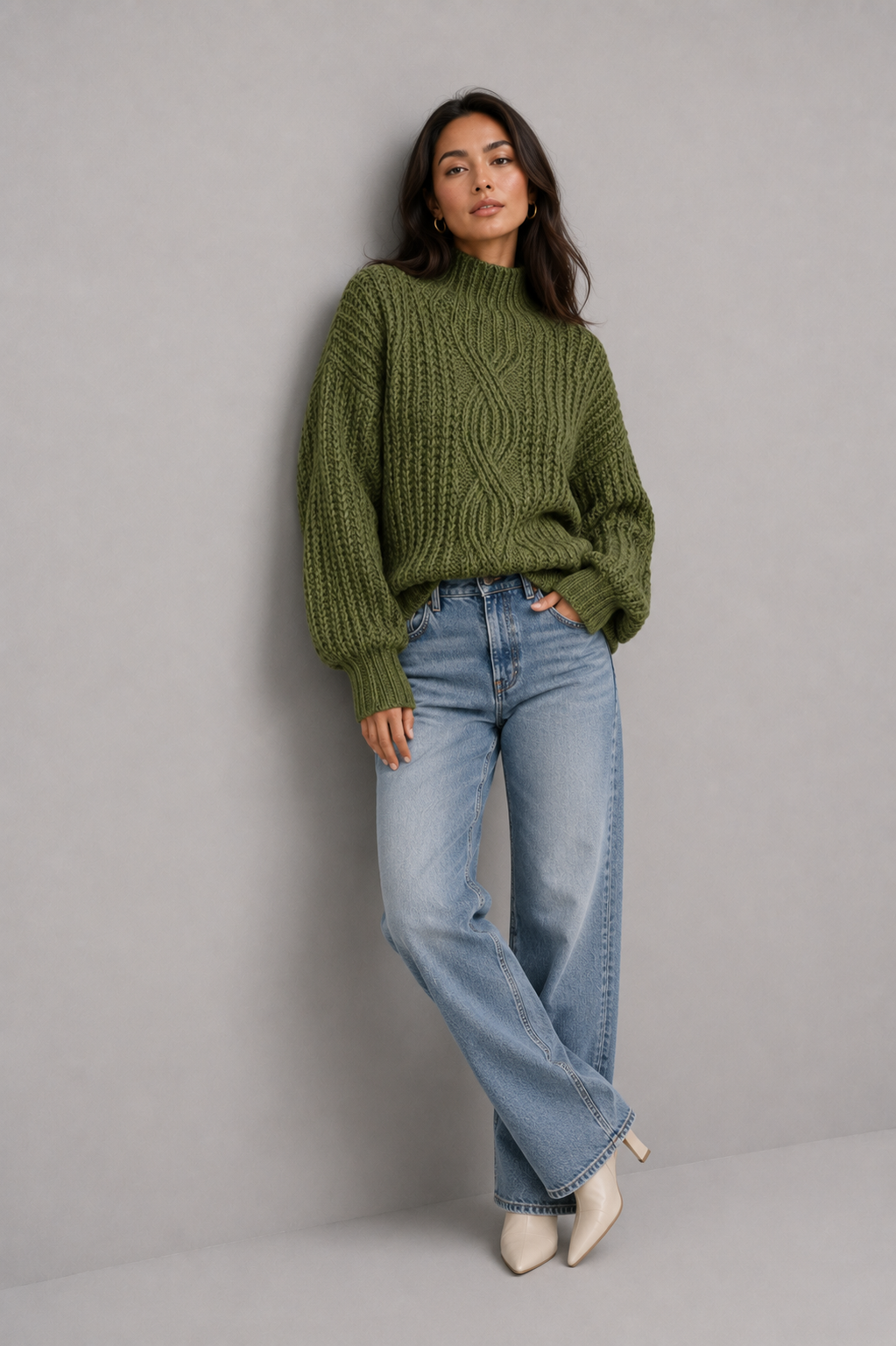 Amelia | Cable Knit Mock Neck Jumper