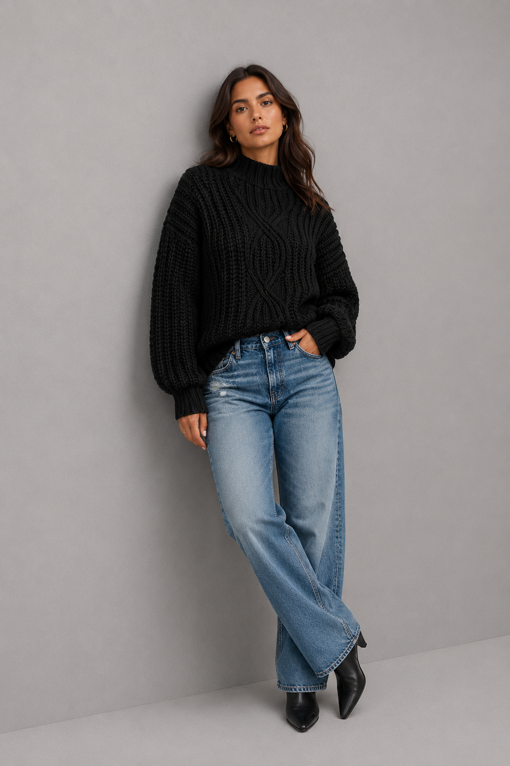 Amelia | Cable Knit Mock Neck Jumper