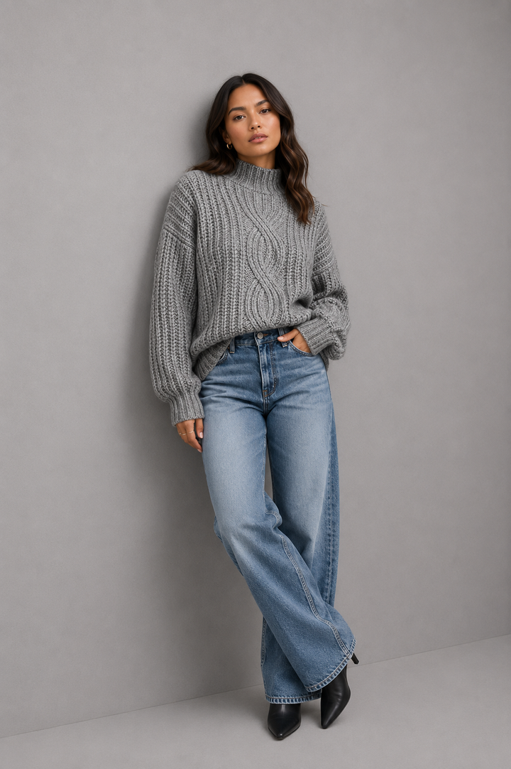 Amelia | Cable Knit Mock Neck Jumper