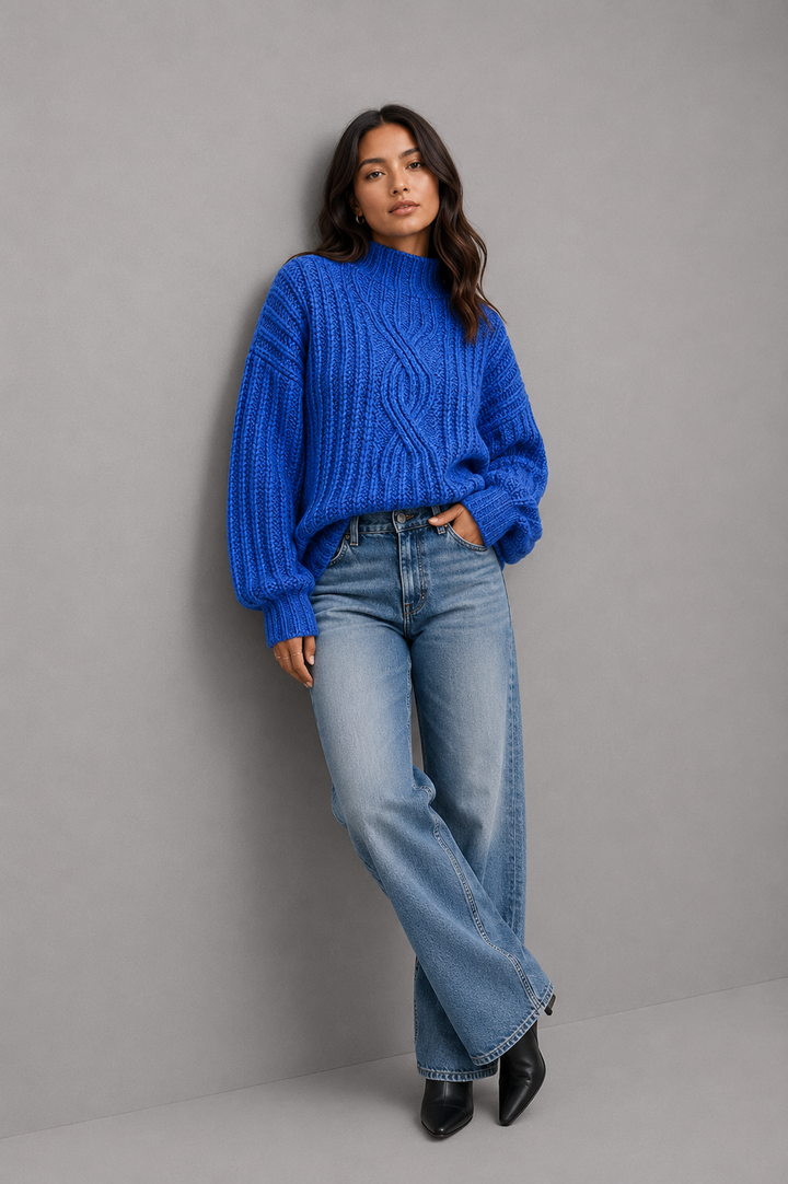 Amelia | Cable Knit Mock Neck Jumper