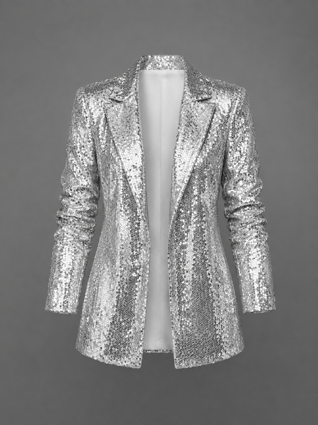 Womens sequin blazer jacket open front, view 1