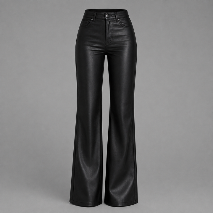 Womens wide-leg faux leather trousers, view 1