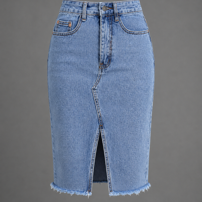 Daisy | High Waist Midi Denim Skirt