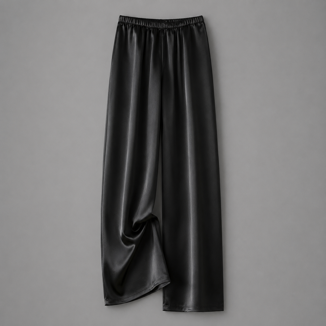 Womens wide leg satin trousers, view 1