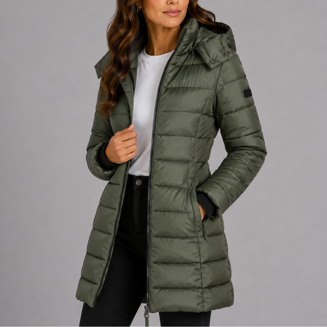 Harriet womens quilted hooded puffer coat