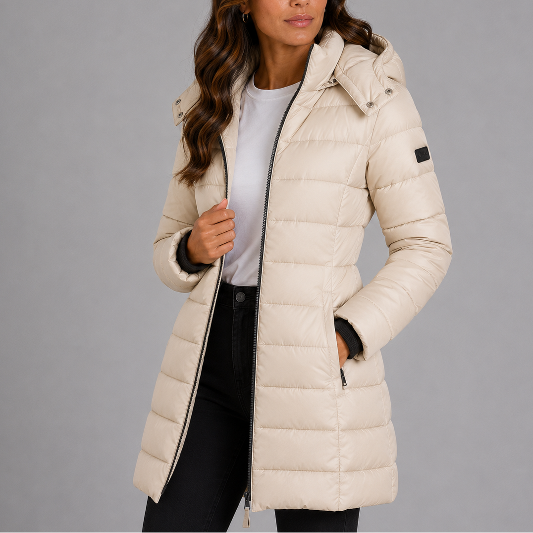 Harriet womens quilted hooded puffer coat