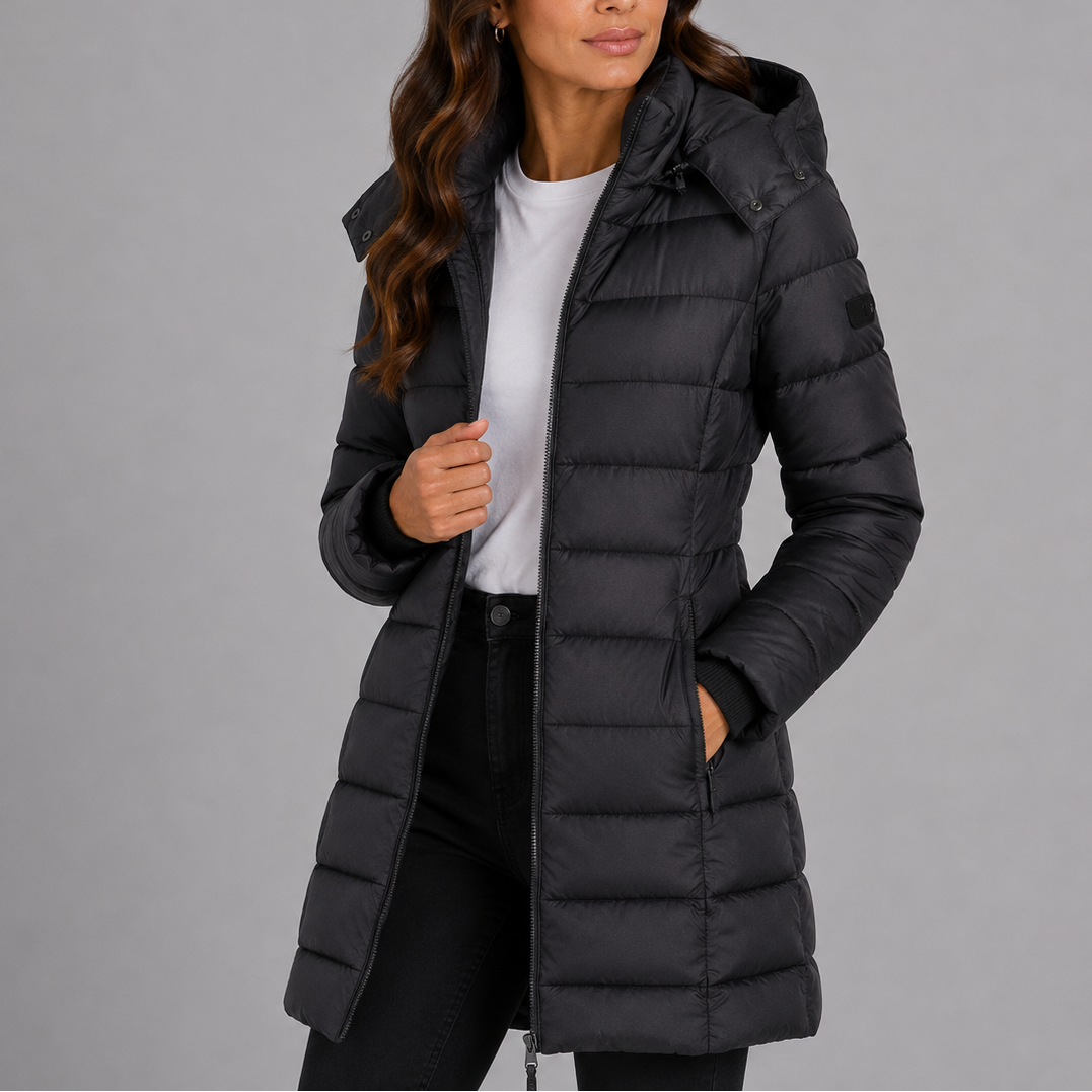 Harriet | Womens Fitted Quilted Hooded Puffer Coat