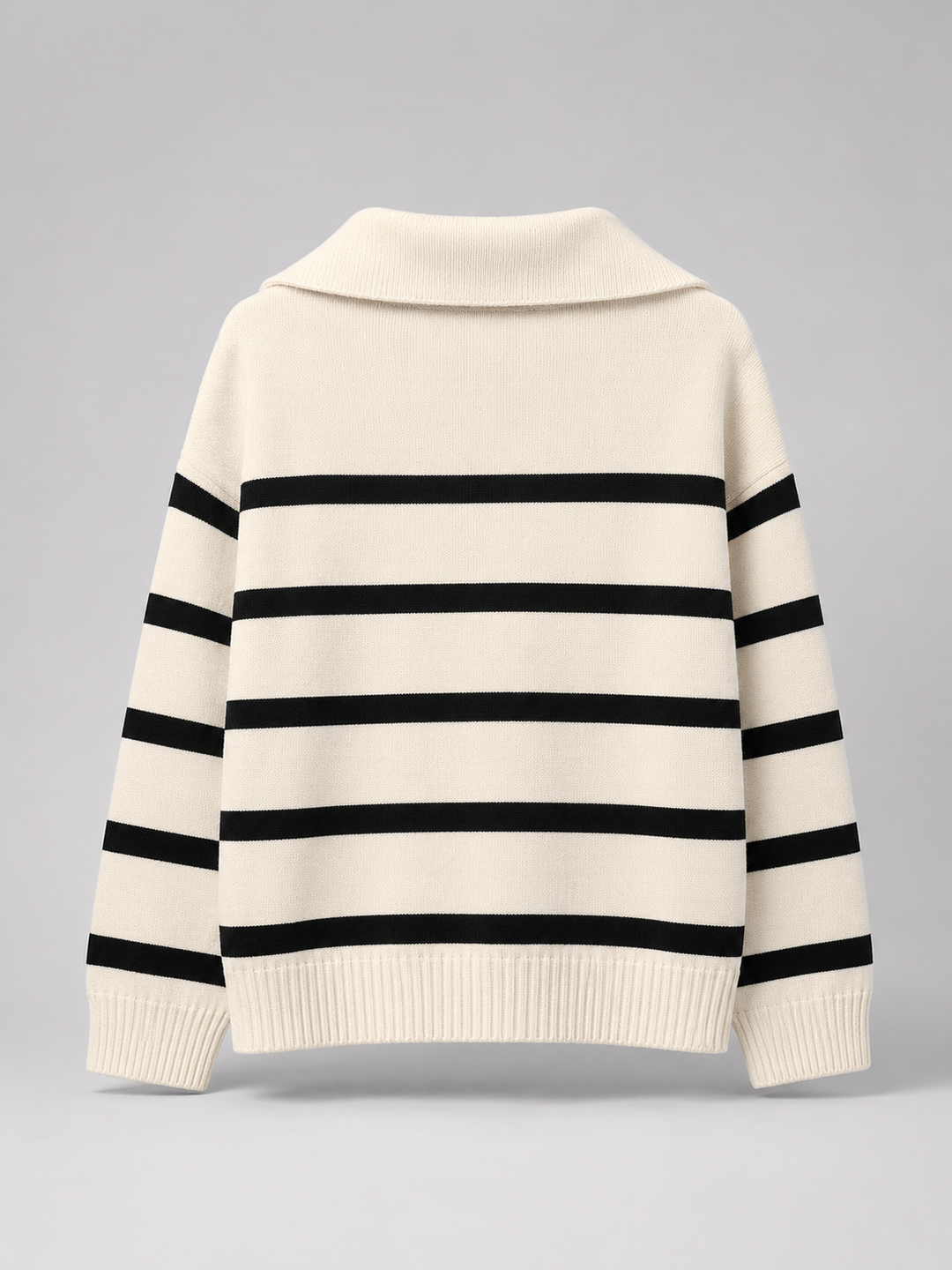 Isla | Striped Quarter-Zip Knit Jumper