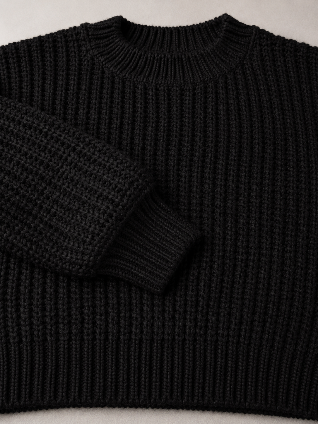 Womens chunky knit cropped jumper mock neck, view 7