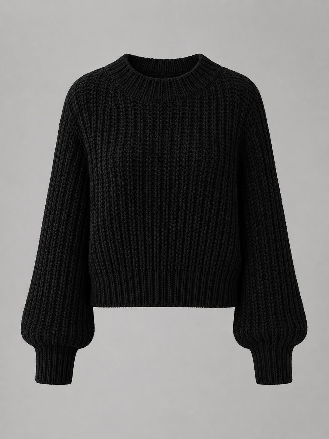 Womens chunky knit cropped jumper mock neck, view 1