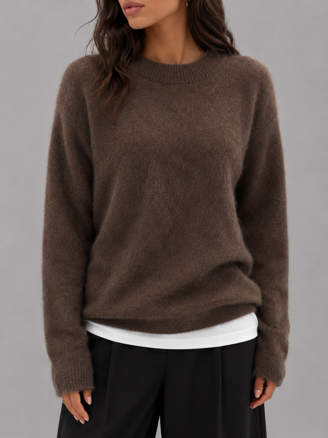 Womens soft knit crew neck jumper, view 3