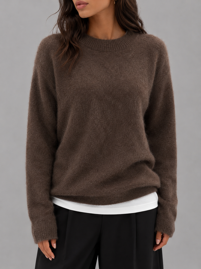 Womens soft knit crew neck jumper, view 3
