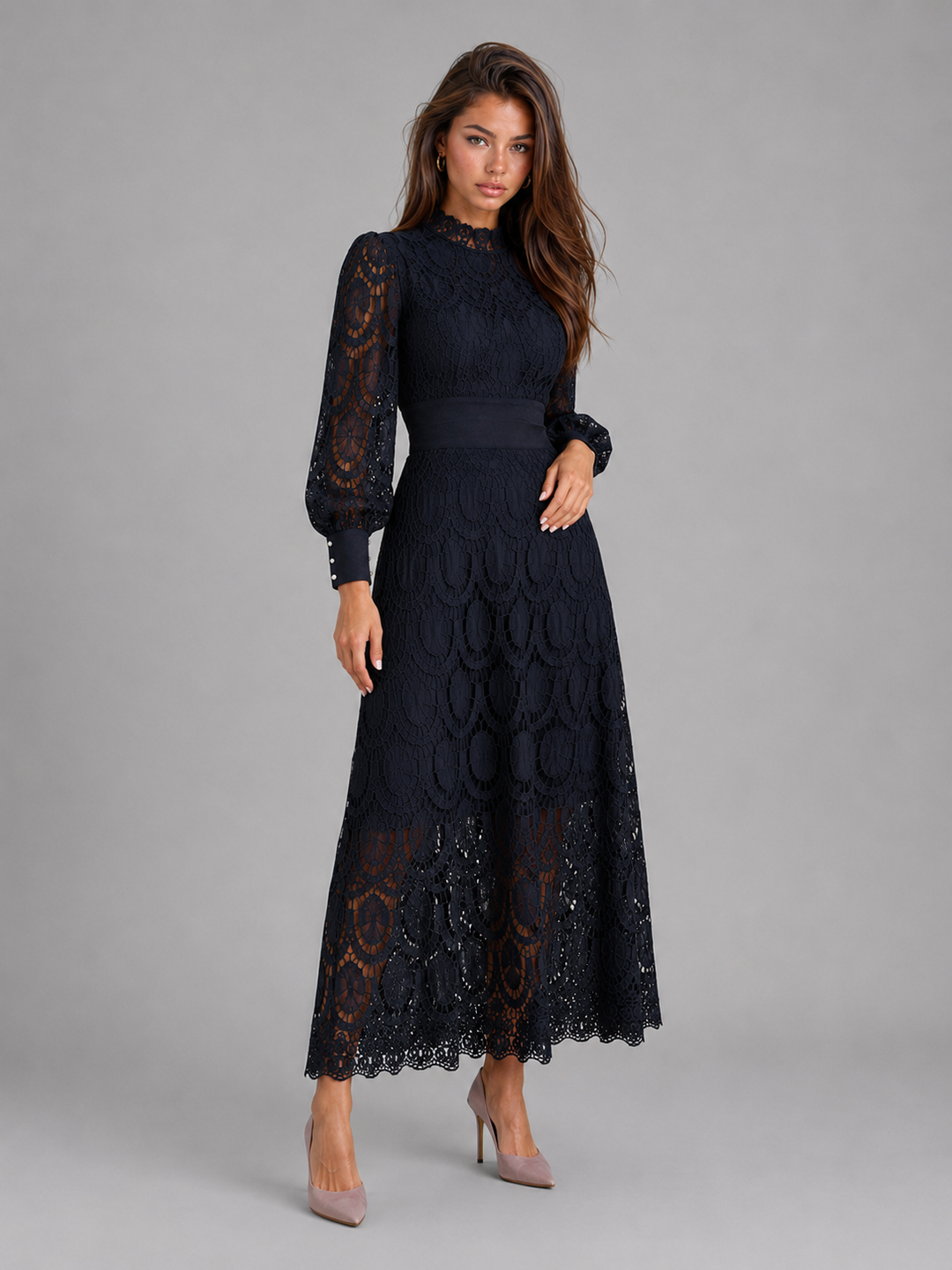 Alice | Wedding Guest Lace Midi Dress