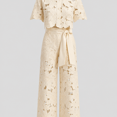 Peyton | Women Floral Lace Wide-Leg Pants