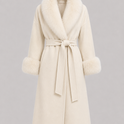 Isla | Women's Faux Fur Trim Belted Coat