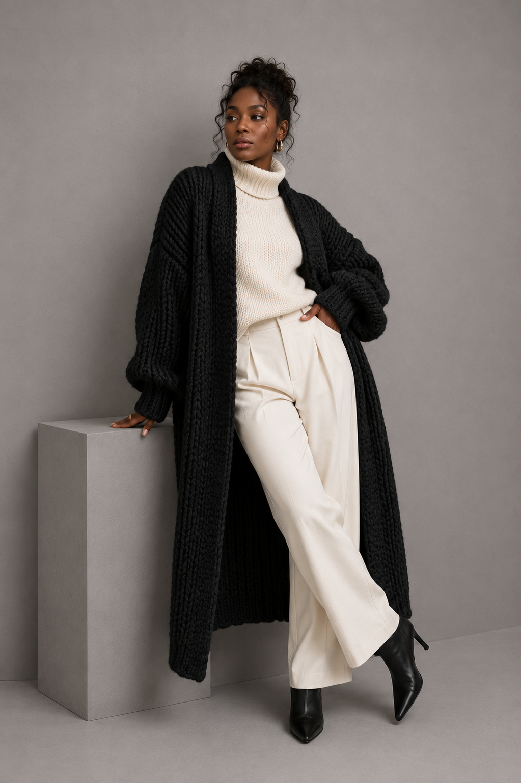 Olivia | Oversized Chunky Knit Maxi Cardigan Coat