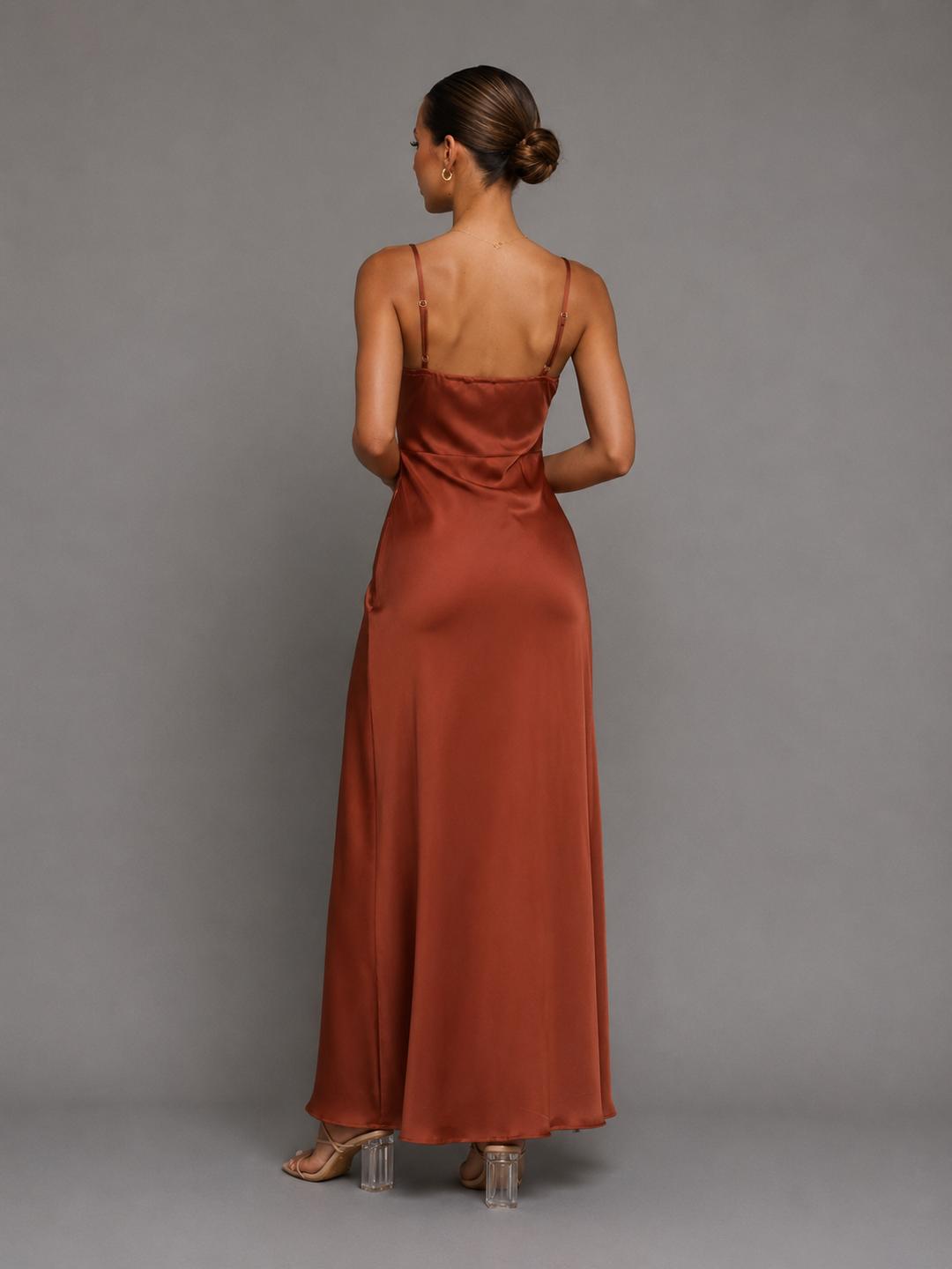 Amelia | Satin Ruched Maxi Wedding Guest Dress