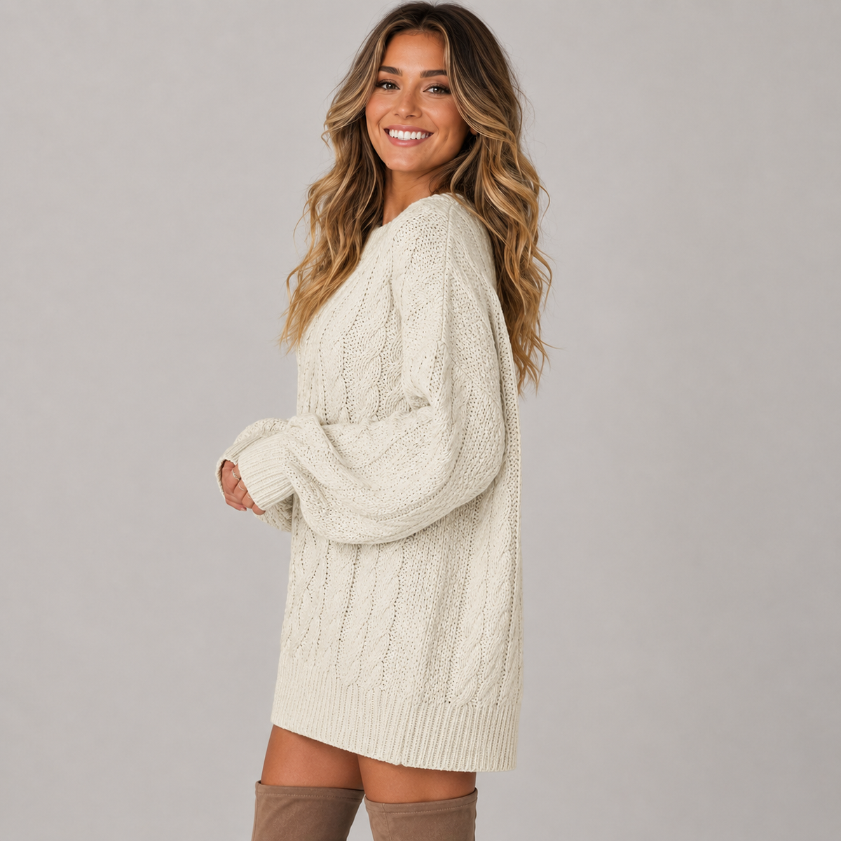 Mabel womens cable knit jumper dress