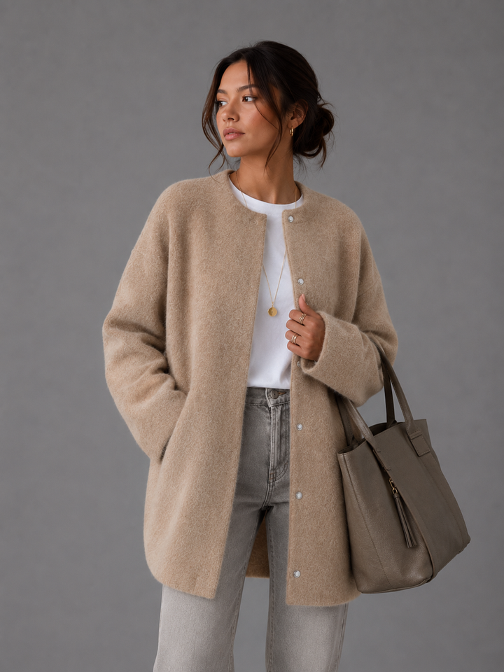 Womens longline knit cardigan coat, view 3