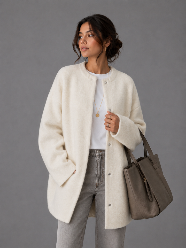 Womens longline knit cardigan coat, view 5