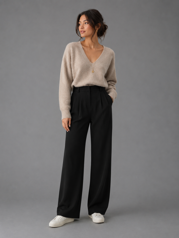 Womens wide leg tailored trousers, view 2