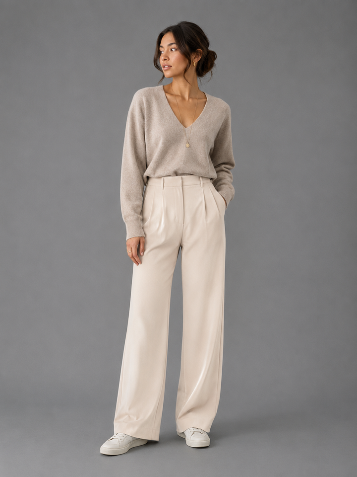 Womens wide leg tailored trousers, view 4