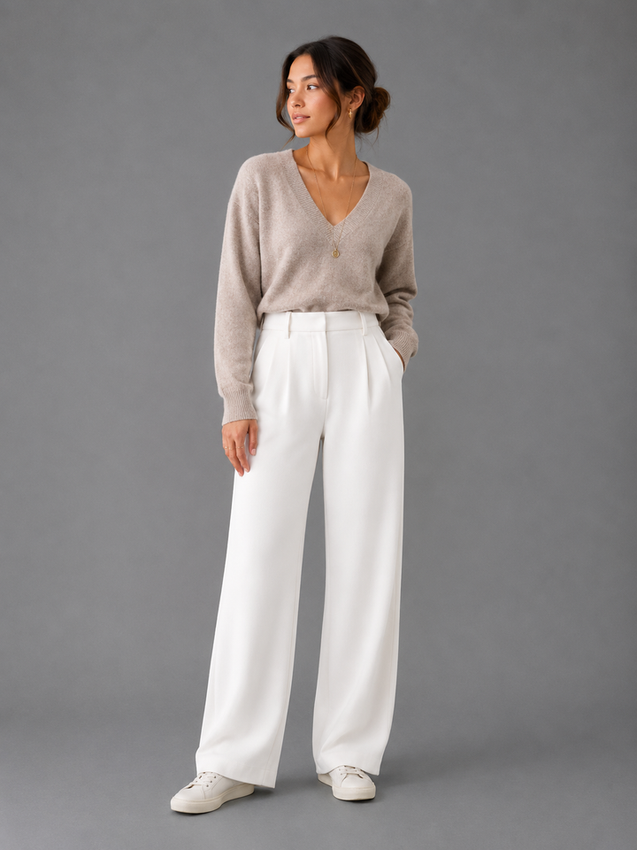 Womens wide leg tailored trousers, view 6