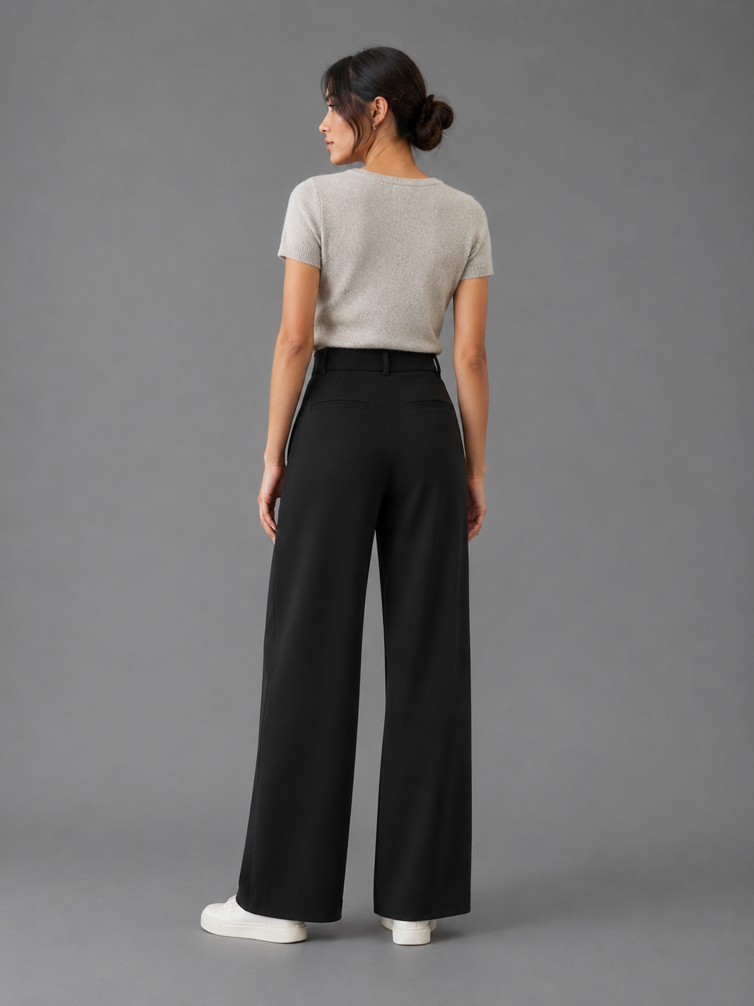 Womens wide leg tailored trousers, view 3