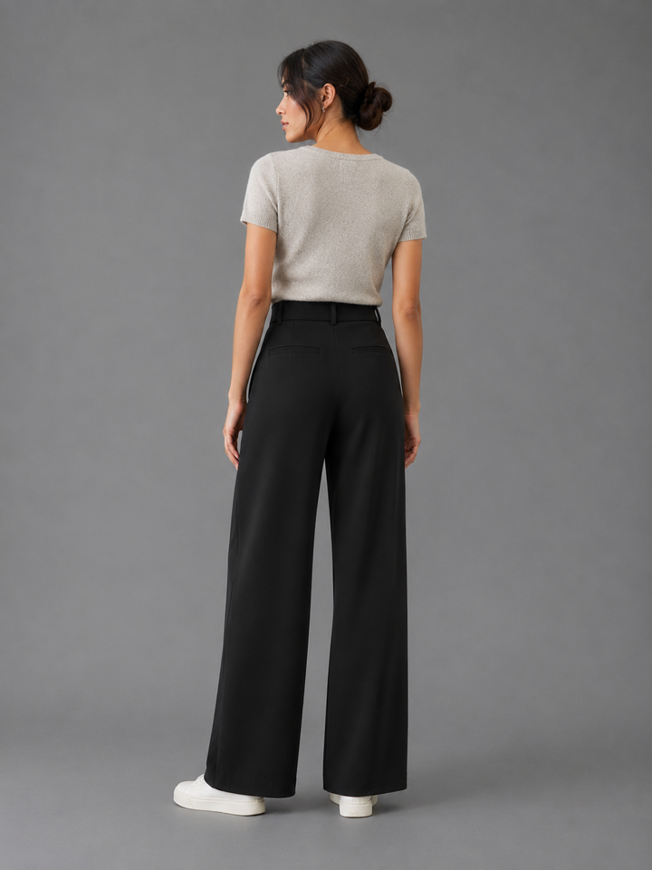 Womens wide leg tailored trousers, view 3