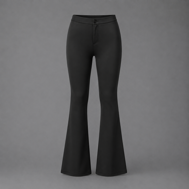 Womens faux leather high waist flare trousers, view 1