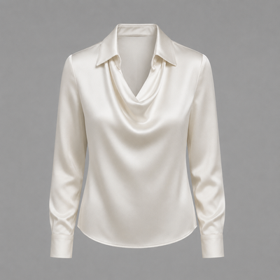 Alice | Satin Cowl Neck Long Sleeve Blouse