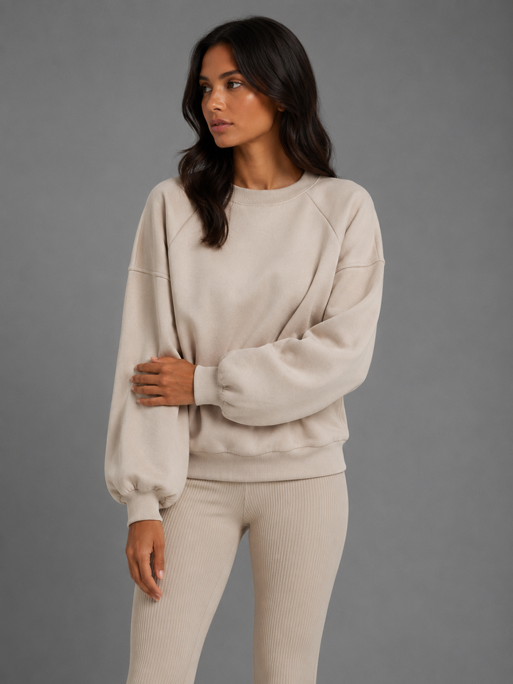 Womens oversized balloon sleeve sweatshirt, view 2