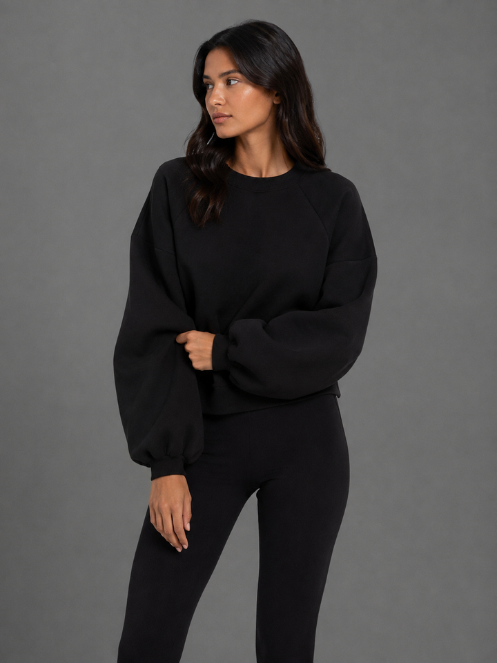 Womens oversized balloon sleeve sweatshirt, view 4