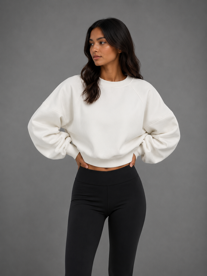 Womens oversized balloon sleeve sweatshirt, view 3