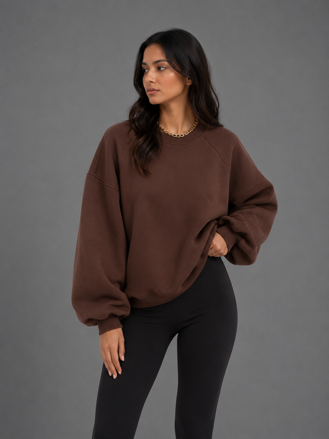 Womens oversized balloon sleeve sweatshirt, view 6