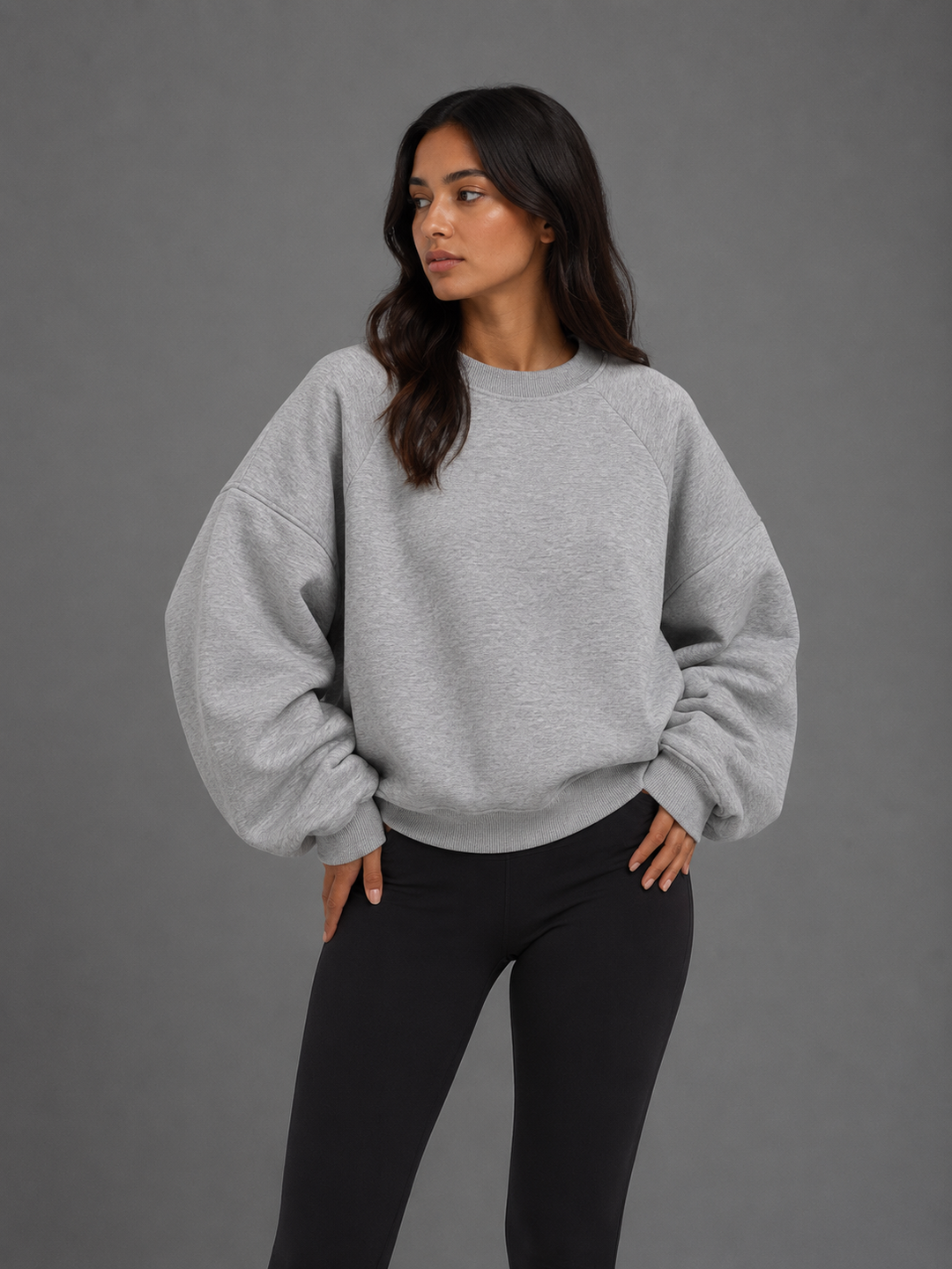 Womens oversized balloon sleeve sweatshirt, view 5