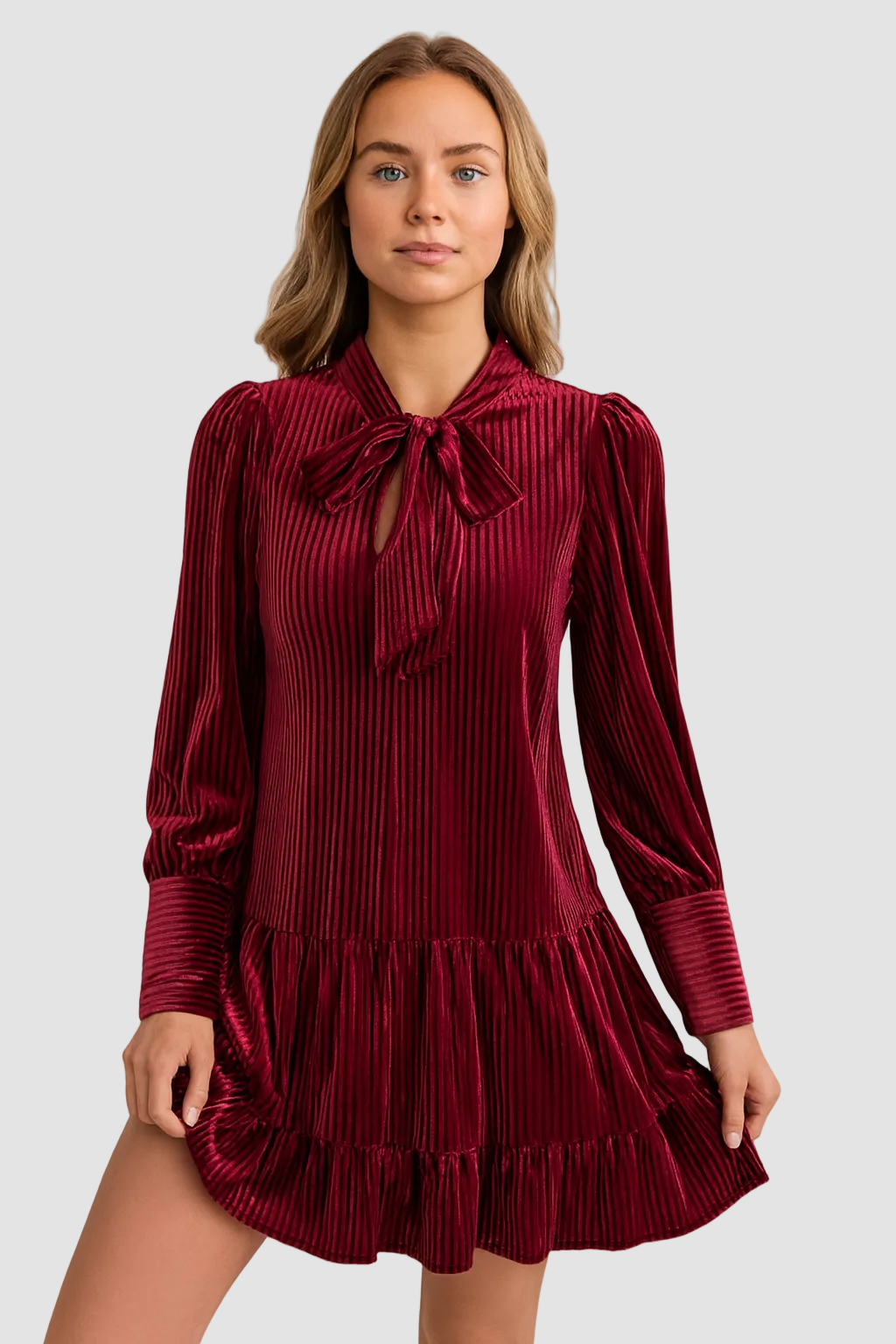 Esme womens velvet long sleeve mini dress